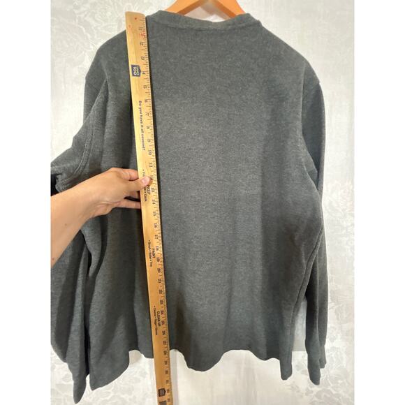 LL Bean Thermal Henley Large Reg Gray Waffle Knit Traditional Fit - Picture 9 of 9